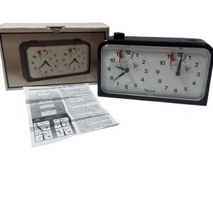 SCHACHUHR INSA Analog Chess Clock Timer Brown Tested And Working